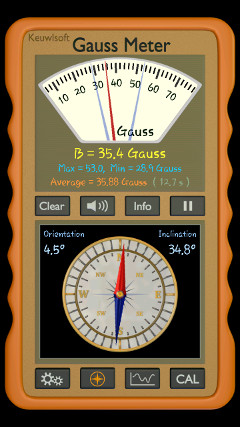 screenshot of gauss meter app