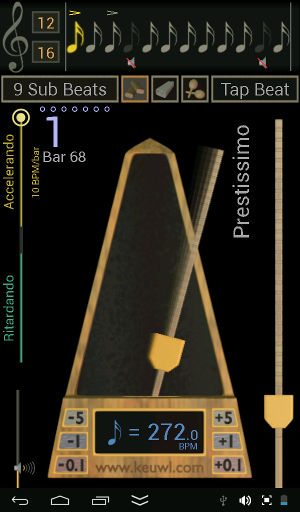 screenshot of metronome app